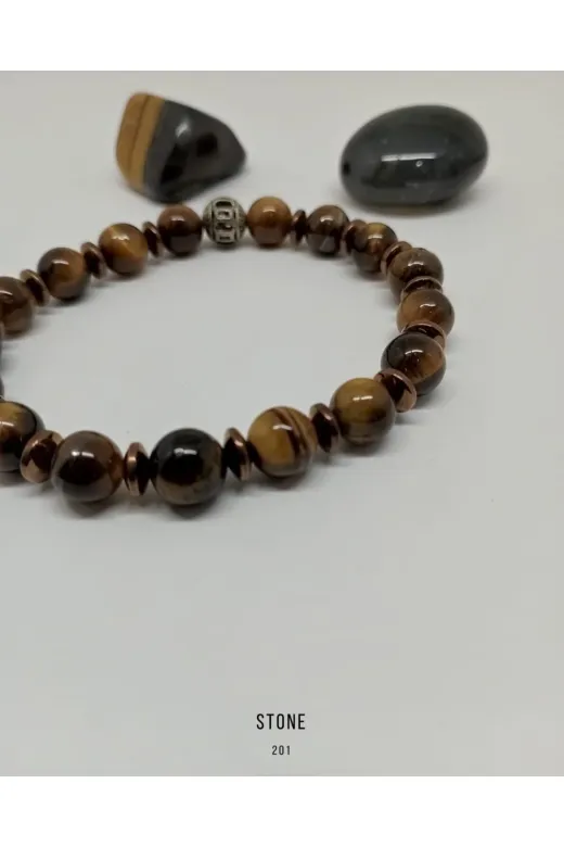 Stone 3839 Kaplan Gözü Doğal Taş Erkek Bileklik