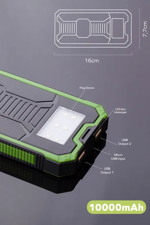Store 6485213988921161141 Sell Güneş Enerjili Solar Powerbank 10000 Mah Led Işıklı Taşınabilir Şarj Cihazı Turuncu Mo