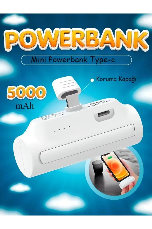 Store 6485214006911890799 Scnews Mini Güç Bankası 5000Mah Harici Pil Kablosuz Powerbank Samsung Xiaomi Type-C Taşınabilir