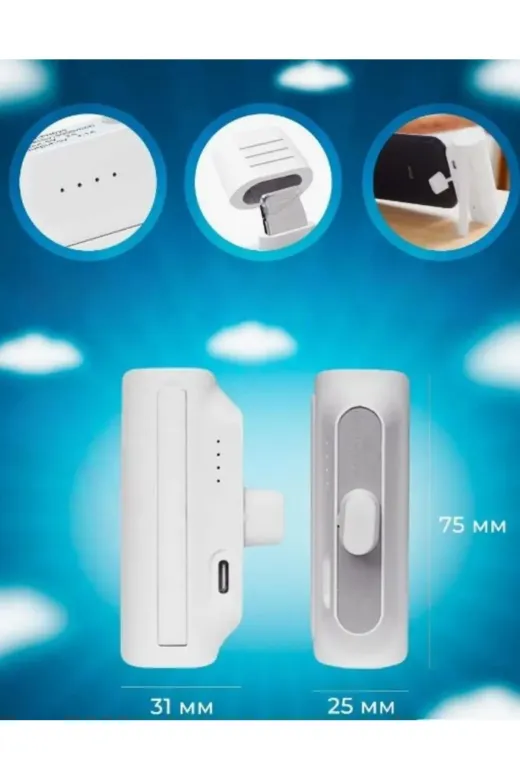 Store 6485214006911890799 Scnews Mini Güç Bankası 5000Mah Harici Pil Kablosuz Powerbank Samsung Xiaomi Type-C Taşınabilir