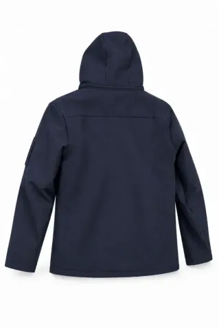 Su Geçirmez Kumaşlı İçi Polar Astarlı Çıkarılabilir Kapüşonlu Personel Mont Ceket - Lacivert - 3XL - Lacivert
