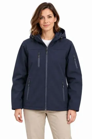Su Geçirmez Softshell İçi Polar Astarlı Çıkarılabilir Kapüşonlu 4 Cepli Mont Ceket - Lacivert - L - Lacivert