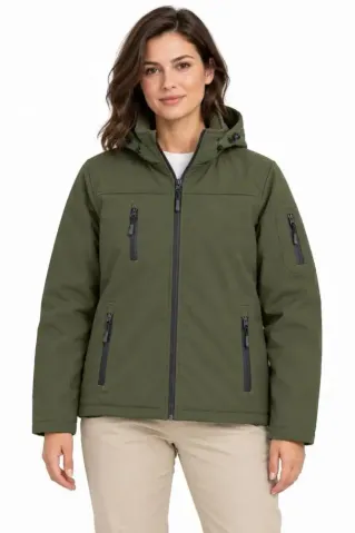 Su Geçirmez Softshell İçi Polar Astarlı Çıkarılabilir Kapüşonlu 4 Cepli Mont Ceket - Haki - 4XL - Haki