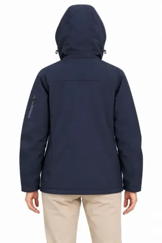 Su Geçirmez Softshell İçi Polar Astarlı Çıkarılabilir Kapüşonlu 4 Cepli Mont Ceket - Lacivert - 3XL - Lacivert