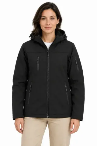 Su Geçirmez Softshell İçi Polar Astarlı Çıkarılabilir Kapüşonlu 4 Cepli Mont Ceket - Siyah - 3XL - Siyah