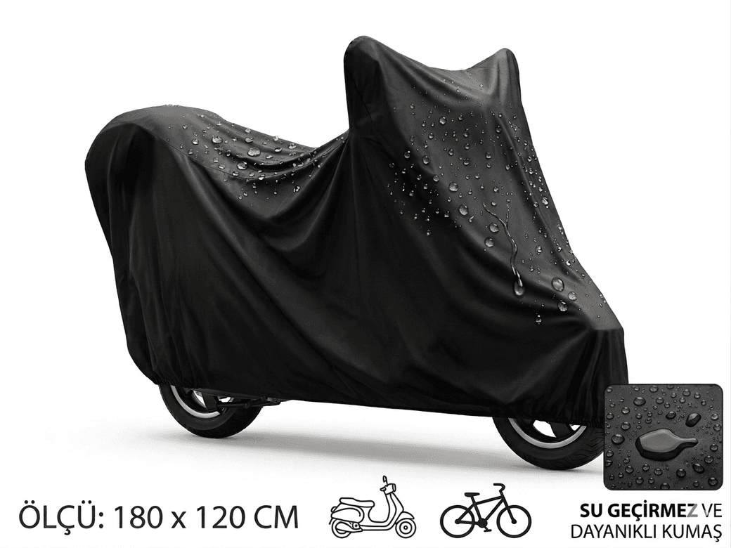 Su ve Toz Geçirmez Motosiklet ve Scooter Koruma Brandası 180x120 cm