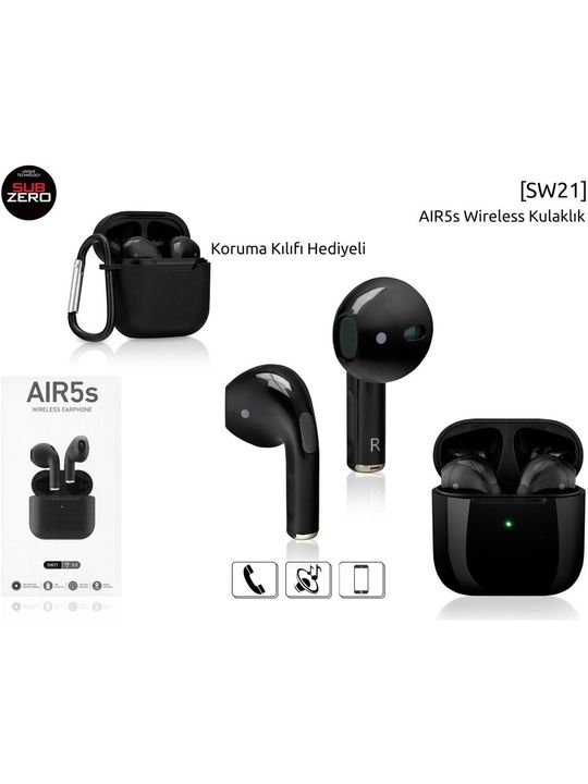 Subzero Air5S Sw21 Koruma Kılıf Hediyeli Siyah Wıreless Bluetooth Kulaklık