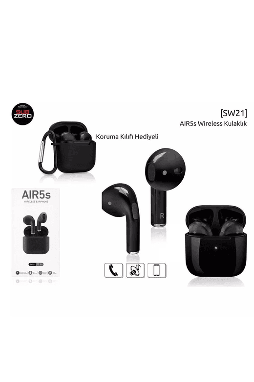 Subzero Air5S Sw21 Koruma Kılıf Hediyeli Siyah Wıreless Bluetooth Kulaklık