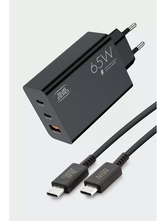 Subzero SG88SG88 Sg88 Universal Uyumlu 65W Usb+Pd+Pd ( 3 ) Girişli Süper Fast Type-C Şarj Aleti + Kablo