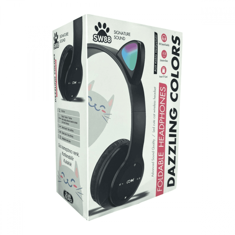 Subzero Sw88 Renkli Kedicik Kulaklı Katlanabilir Bluetooth Kulaklık Uyumlu