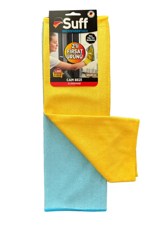 Suff otobezcam 2'li Mikrofiber Lale Cam Ayna Parlak Yüzey Bezi 40*40 (1Set 2Li)