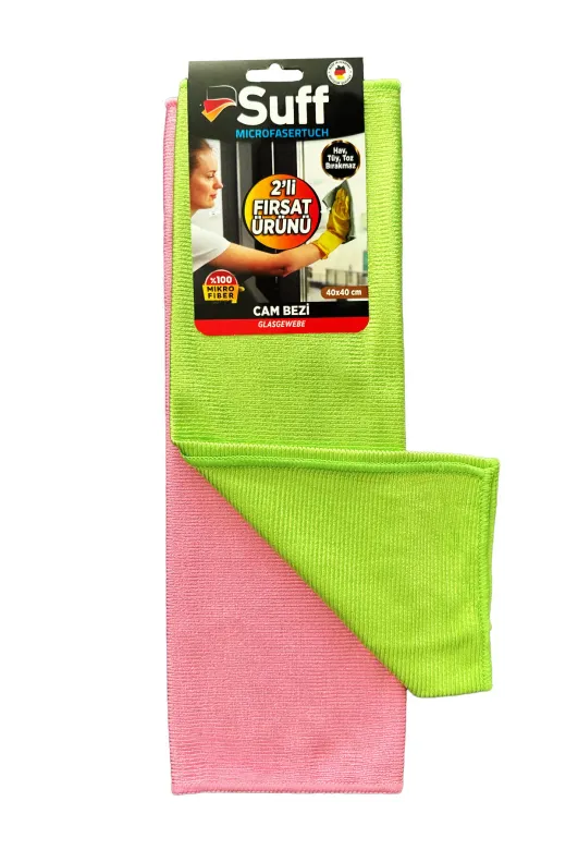 Suff otobezcam 2'li Mikrofiber Lale Cam Ayna Parlak Yüzey Bezi 40*40 (1Set 2Li)