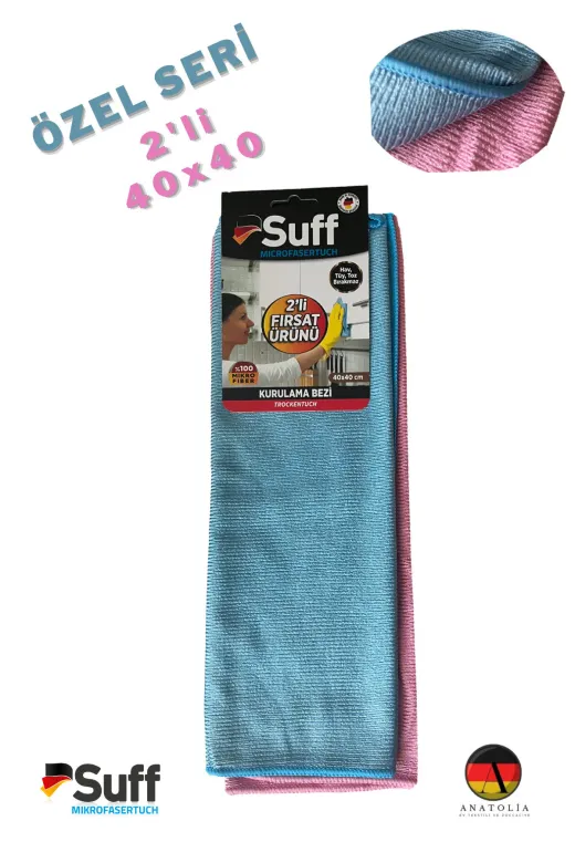Suff otobezcam 2'li Mikrofiber Lale Cam Ayna Parlak Yüzey Bezi 40*40 (1Set 2Li)