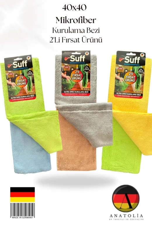 Suff Rommy-008 2'li Fırsat Ürünü Mikrofiber Kurulama Yüzey Bezi 40*40