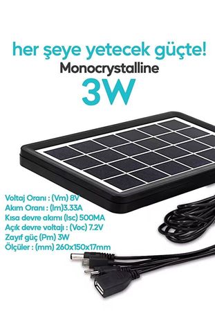 SULED 3w Tablet Şarj Ünitesi 3W Güneş Enerjili Solar Usb Şarj Paneli 6V 5 Uçlu Usb Çıkışlı 2A Telefon Tablet Şarj Ünitesi