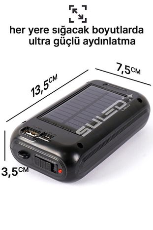 SULED Güneş Panelli Handy Power Bank Fener Işıldak 32 Süper Smd Ledli El Feneri Ev Kamp Outdoor Aydınlatma