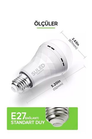 SULED şarjlı Ampül 30w Şarjlı Ampül 30W Ultra Acil Durum & Kamp Işığı 220V Beyaz E27 Duy Otomatik %80 Tasarruflu
