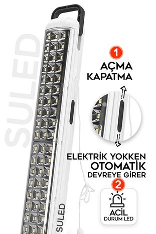 SULED Sl-1024 69 Power Li Işıldak Çekmeli Ipli Fener Şarjlı Işıldak 2 Kademeli Aydınlatma Kamp El Feneri