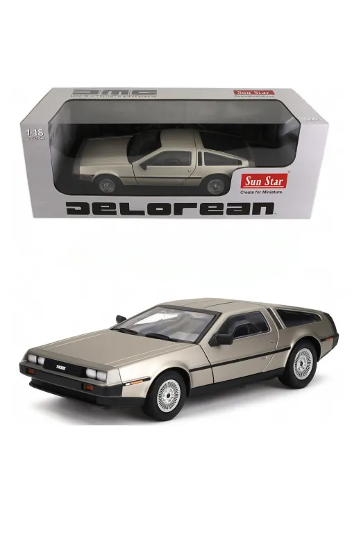 SUN STAR MODEL dmc-01 Dmc 1:18 – Geleceğe Dönüş (Back To Future ) 1981 Delorean Dmc-12 Lk Synoverse Kitap Hediyeli