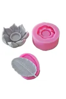 Sunumluk Mumluk 23cm Yaprak ve Lotus Çiçeği 2 Adet Silikon Kalıp K-729