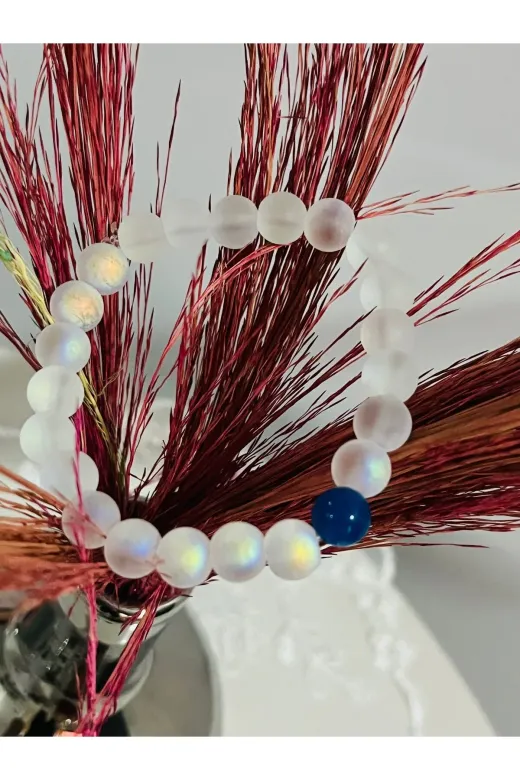 süslühome PRL0033 Parlak Reflektörlü Karanlıkta Parlayan , Lapis Doğal Taş Kombinli Bileklik . Hediyelik Bileklik