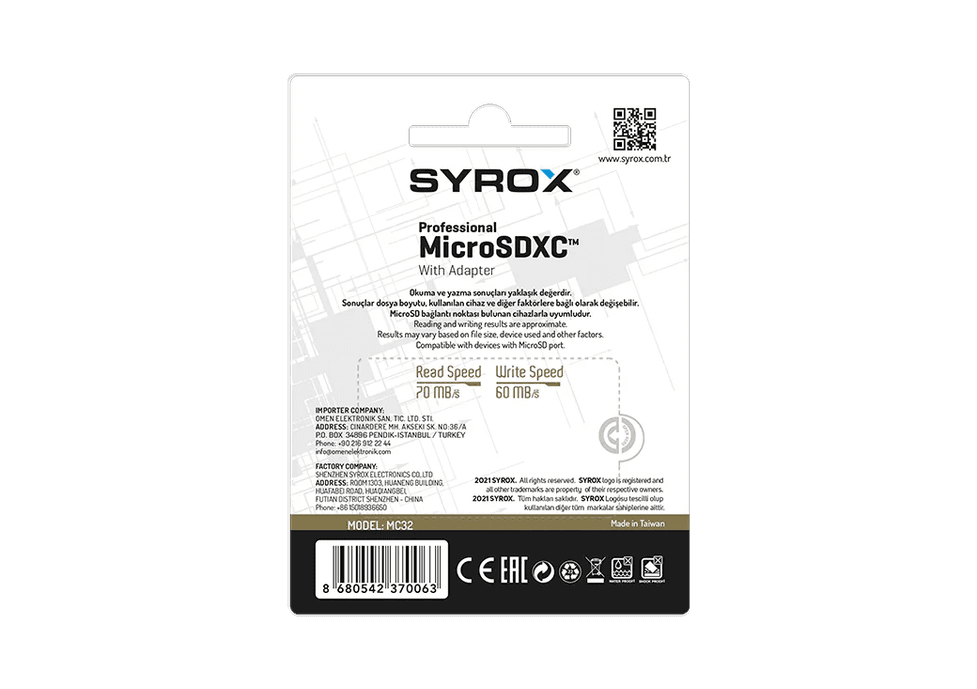 Syrox Mc32 32Gb Micro Sd Hafıza Kartı