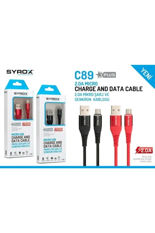 Syrox syrox_c89_micro_usb_kırmızı C89 Micro Usb Şarj Ve Data Kablosu 2Amper 1 Metre Kırmızı