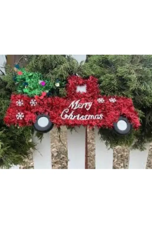 t camp merry-01 Merry Christmas Araba Şeklinde Yılbaşı Süsü – Simli Dekor