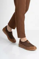 Taba Kahve Hakiki Deri Kadın Casual Ayakkabı