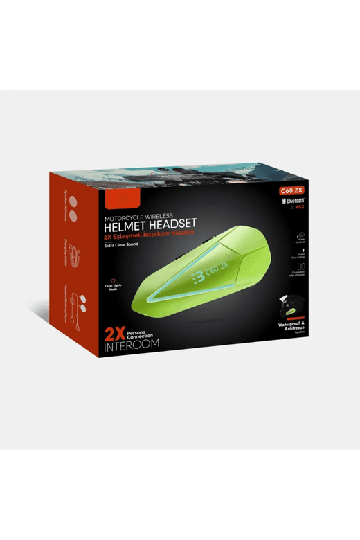 tAKvxwQTPC01 Blic Yeni 2025 Model Yeni Sürüm C60-2X Bluetooth V5.3 Motosiklet Kask Kulaklık Rgb İntercom Telsiz Seti