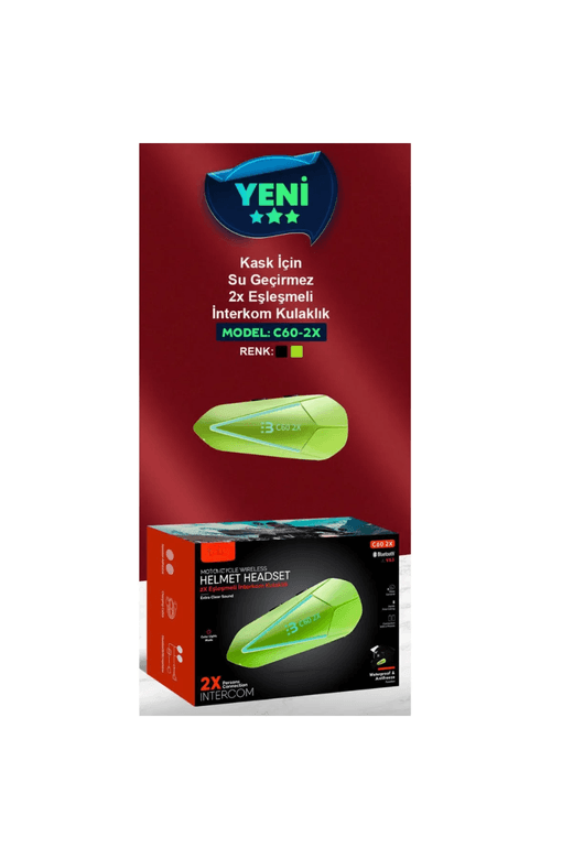 tAKvxwQTPC01 Blic Yeni 2025 Model Yeni Sürüm C60-2X Bluetooth V5.3 Motosiklet Kask Kulaklık Rgb İntercom Telsiz Seti