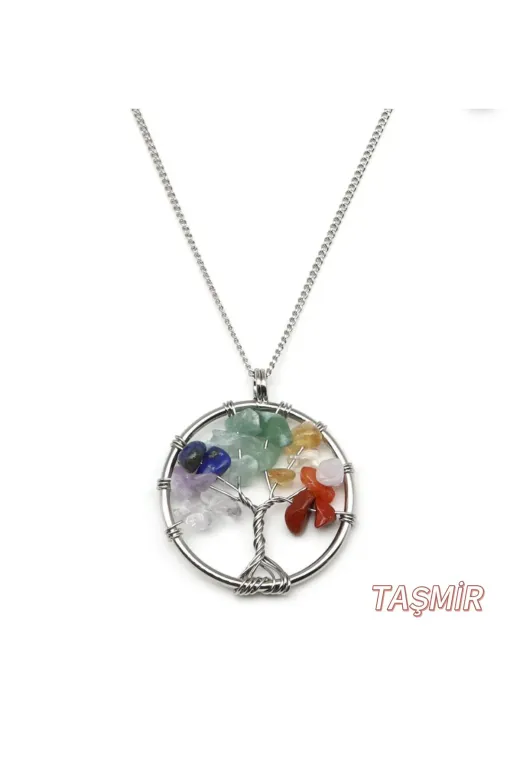 Taş-Mir 0999288 Çakra Hayat Ağacı Doğal Taş Kolye