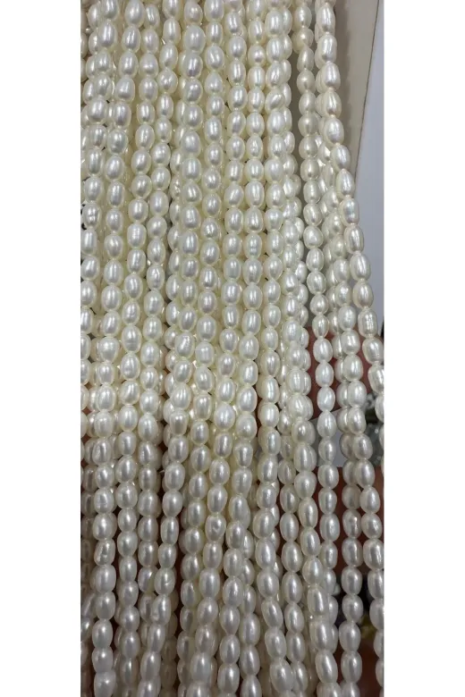 Taş-Mir doğalarpa002 Doğal Arpa İnci Kolye 3-4 Mm A Kalite