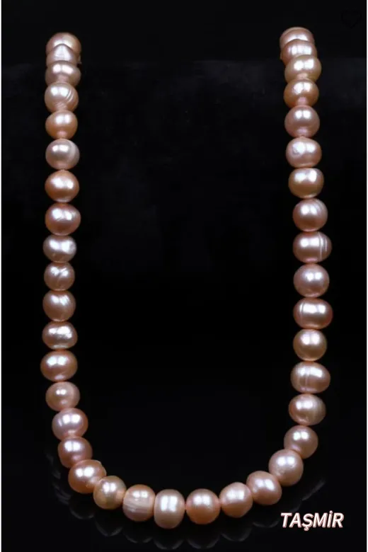 Taş-Mir tasmirpembeinci001 Pembe İnci Doğal Taş Kolye 7 Mm