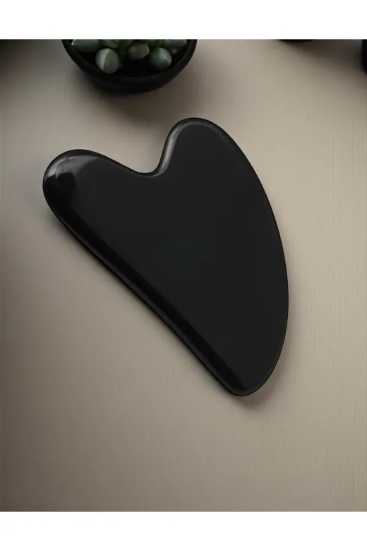 Taş-Mir TYCD2092A6A5B714AB4C7D200 Obsidyen Doğal Taş Gua Sha Yüz Masaj Taşı