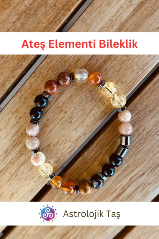 Tasarım 169AST44 Sertifikalı Ateş Elementi Doğal Taş Bilekliği