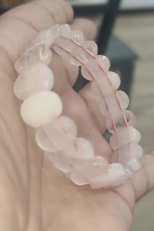TAŞÇIZADE pembekuvarsrolexfasetbileklik Pembe Kuvars Taşı Faset Kesim Natural Doğaltaş Bileklik
