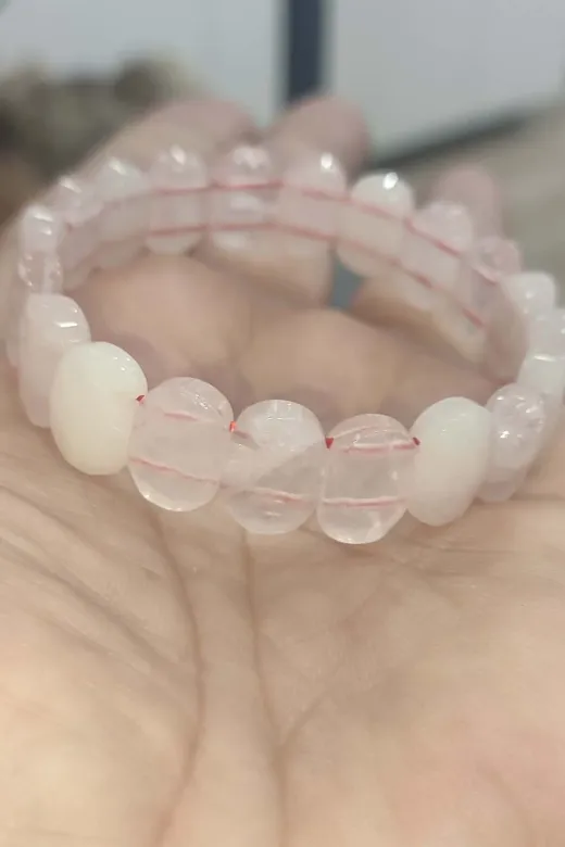 TAŞÇIZADE pembekuvarsrolexfasetbileklik Pembe Kuvars Taşı Faset Kesim Natural Doğaltaş Bileklik