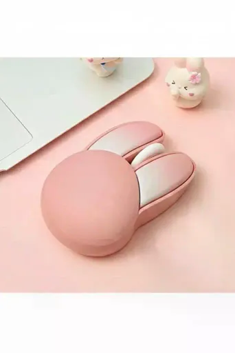 Tavşan Figürlü Kablosuz Mouse Pil Dahil Etiket Hediyeli Pembe