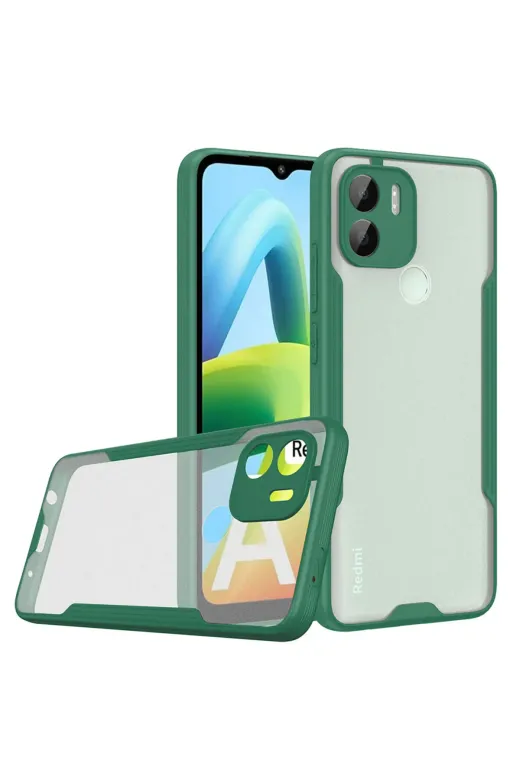 Techaks 56AÖ-8680436670217-374 Xiaomi Redmi A1 Kılıf Kamera Korumalı Ultra İnce Arkası Buzlu Mat Renkli Silikon Kılıf Parfe