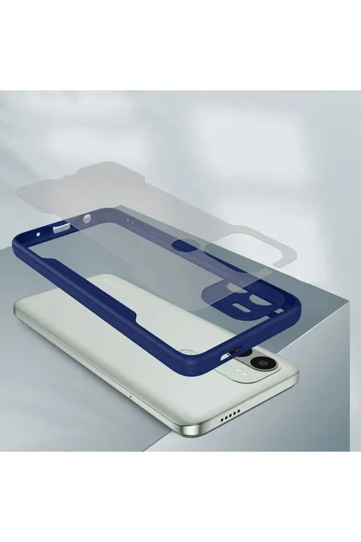 Techaks 56AÖ-8680436670217-374 Xiaomi Redmi A1 Kılıf Kamera Korumalı Ultra İnce Arkası Buzlu Mat Renkli Silikon Kılıf Parfe
