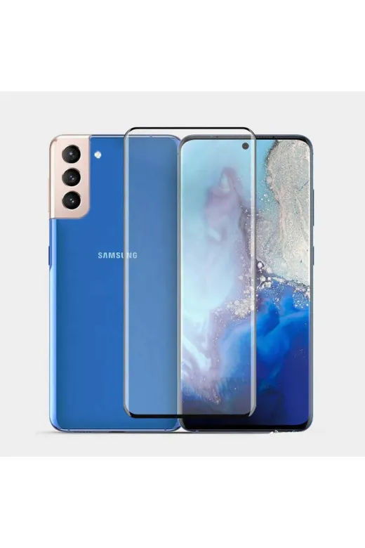 Techaks 56AÖ-8682314041003 Samsung Galaxy S21 Plus Ekran Koruyucu Darbe Emici Süper Pet Jelatin Siyah