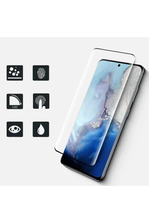 Techaks 56AÖ-8682314041003 Samsung Galaxy S21 Plus Ekran Koruyucu Darbe Emici Süper Pet Jelatin Siyah