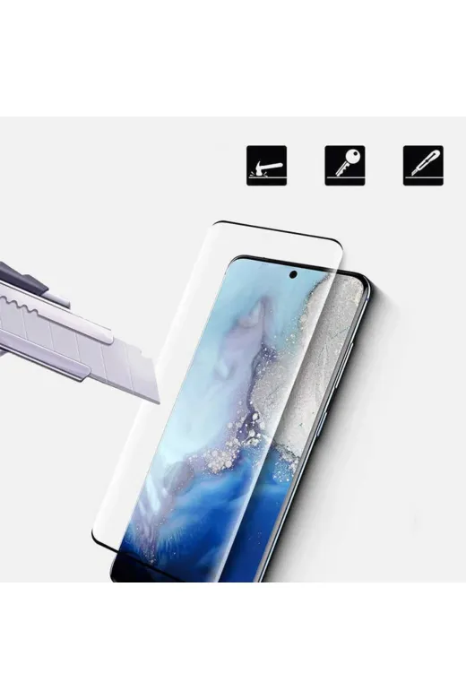 Techaks 56AÖ-8682314041003 Samsung Galaxy S21 Plus Ekran Koruyucu Darbe Emici Süper Pet Jelatin Siyah