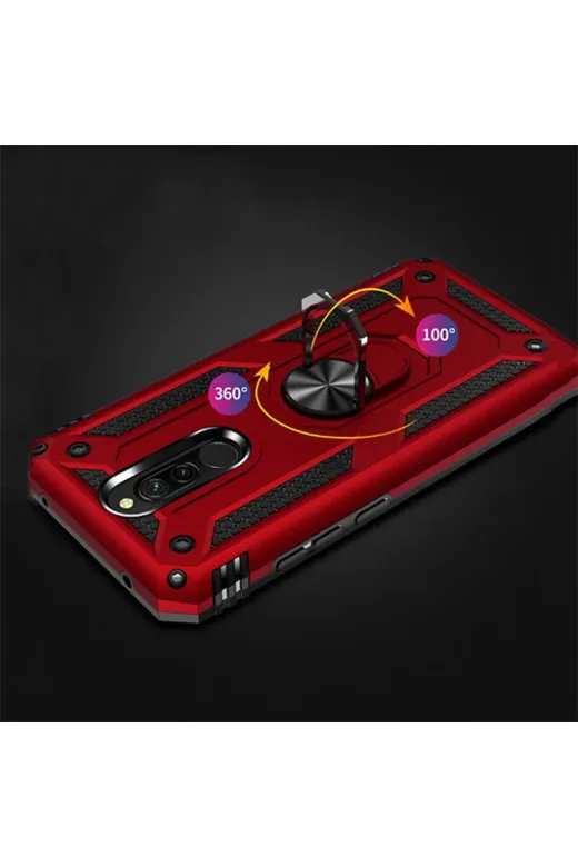Techaks T11033-TCHS Redmi 8 Kılıf Kamera Çıkıntılı Standlı Yüzüklü Mıknatıslı Zırh Kapak Vega - Mavi