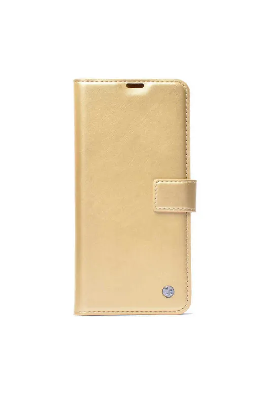 Techaks T16899-TCHS Galaxy A02 Kılıf Zore Kar Deluxe Kapaklı Kılıf - Gold