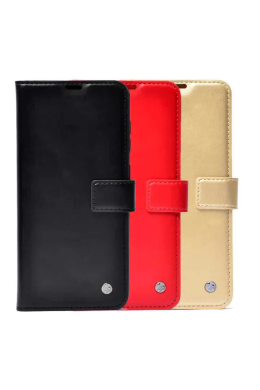 Techaks T16899-TCHS Galaxy A02 Kılıf Zore Kar Deluxe Kapaklı Kılıf - Gold