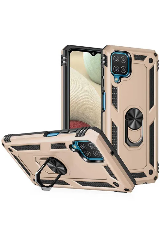 Techaks T18819-TCHS Galaxy A22 4G Kılıf Kamera Çıkıntılı Standlı Yüzüklü Mıknatıslı Zırh Kapak Vega - Kırmızı