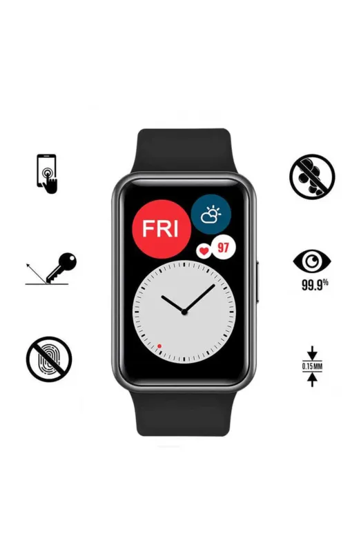 Techaks T23552-TCHS Huawei Watch Fit 2 Pmma Pet Saat Ekran Koruyucu Tchs - Siyah