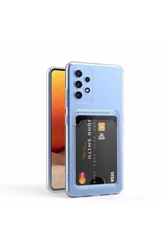 Techaks T23786-TCHS Galaxy A52 Kılıf Kartlıklı Şeffaf Zore Setra Clear Silikon Kapak - Renksiz